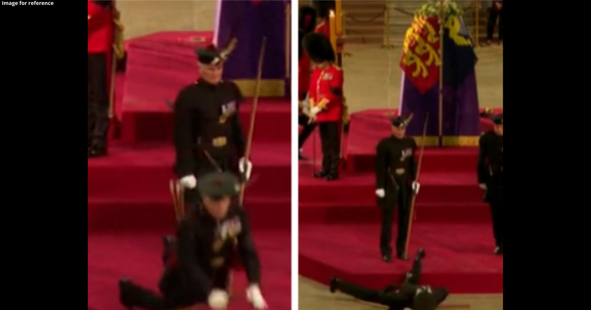 WATCH: Royal Guard next to Queen Elizabeth's coffin faints
